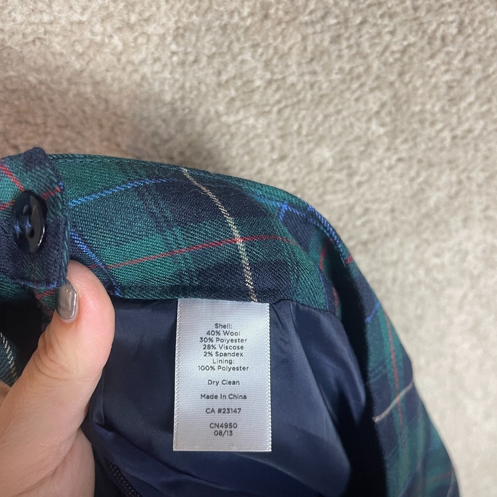 Talbots Hampshire Trouser Pants Petite Womens 2P Green/Blue Tartan‎ Plaid Wool - Picture 11 of 12